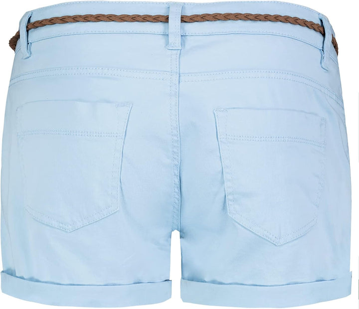 Sublevel Damen Kurze Hose Stretch-Shorts mit Flecht-Gürtel M Light-blue, M Light-blue