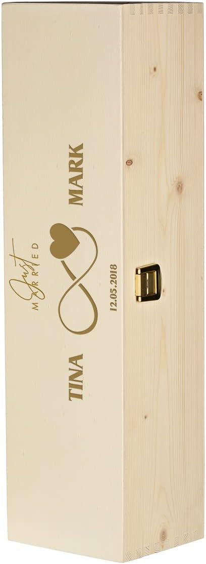polar-effekt Wein Geschenkset 2-TLG - personalisierte 700 ml Weinflasche und Kiste aus Echtholz - Pa