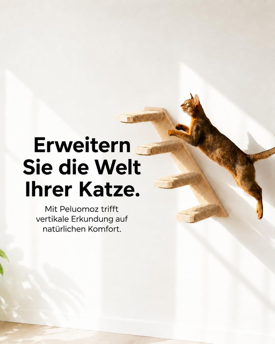 2er-Pack Katzentreppe 4 Stufen, Katzentreppe Wand, Kletterwand für Katzen, Katzenleiter mit Juteseil