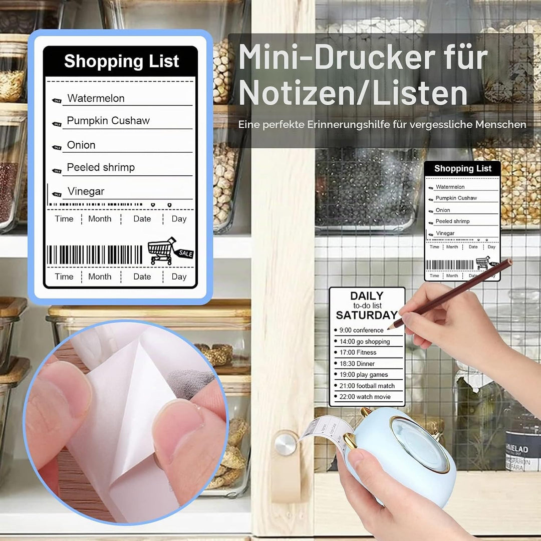 GuKKK Mini Drucker, Mobiler Fotodrucker, Tragbarer Mini Fotodrucker mit Sieben Farben LED, Wireless