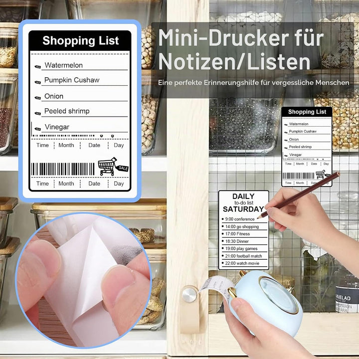 GuKKK Mini Drucker, Mobiler Fotodrucker, Tragbarer Mini Fotodrucker mit Sieben Farben LED, Wireless