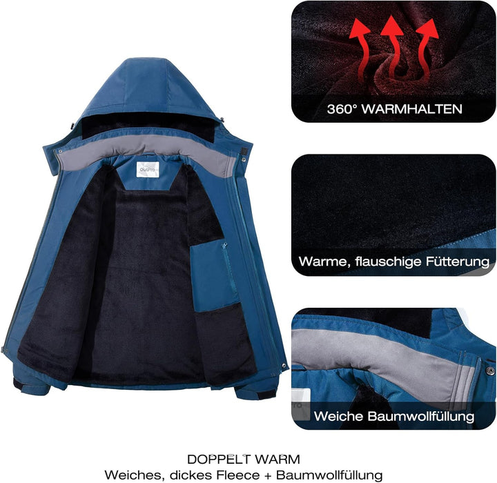 OutPro Herren Skijacke Vielseitige Winterjacke - Wasserdicht, winddicht,Perfekt für Outdoor-Aktivitä