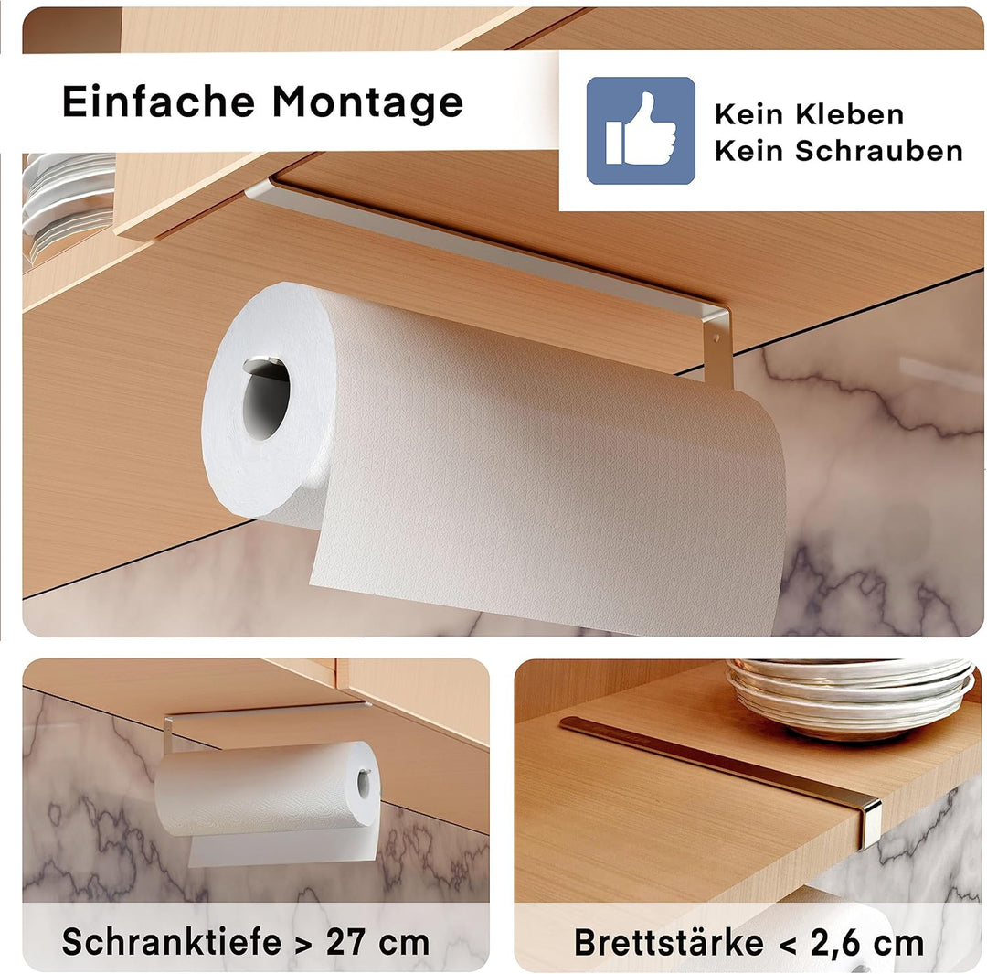 Küchenrollenhalter ohne Bohren | Hochwertiger Küchenrollen Halter | Küchen Organizer | Ideal für ZEW