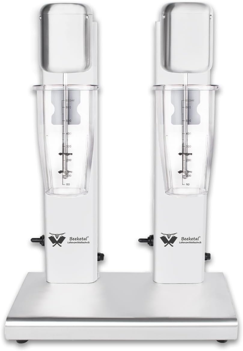 Beeketal 'BMS-2' Profi Gastro Doppel Milchshaker Mixer aus Edelstahl mit 2 Geschwindigkeitsstufen in