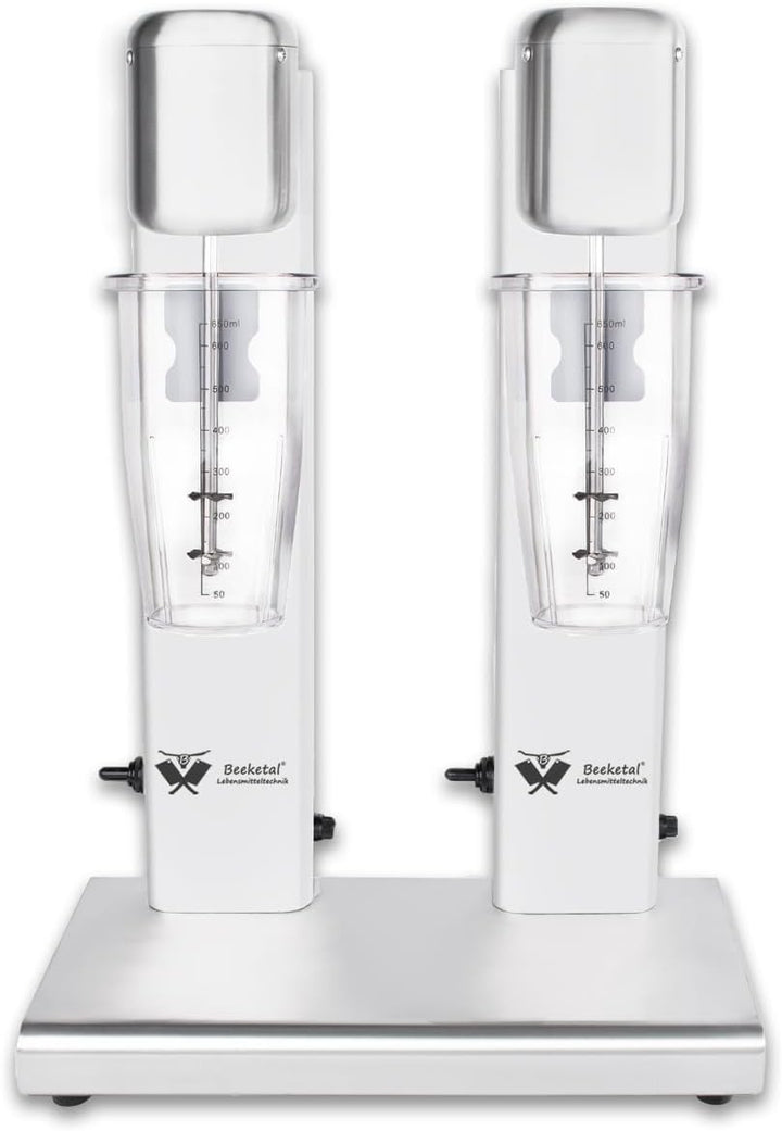 Beeketal 'BMS-2' Profi Gastro Doppel Milchshaker Mixer aus Edelstahl mit 2 Geschwindigkeitsstufen in