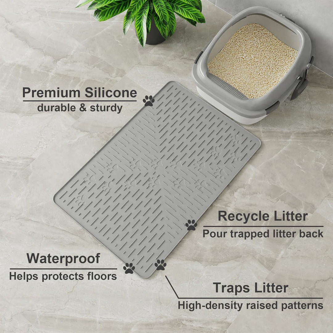 OHMO Katzenklo Matte aus Premium-Silikon 60 x 40 cm, wasserdicht und BPA-frei Katzentoilettenmatte,