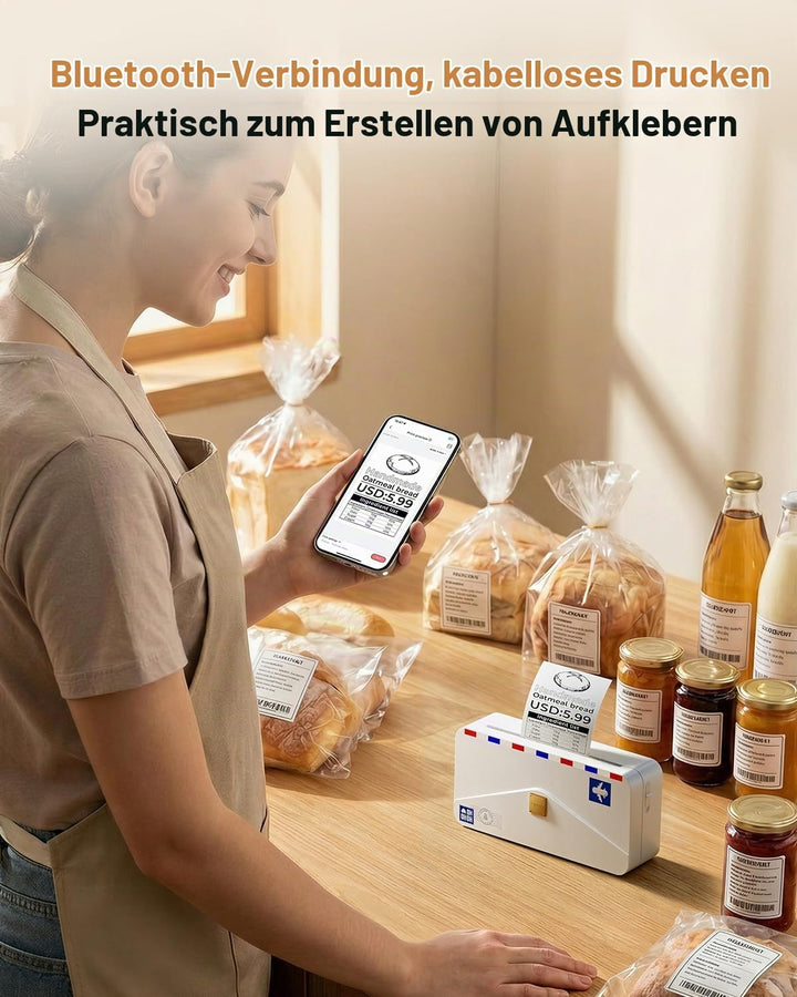 Phomemo M04AS 110mm Mini Drucker - Taschendrucker 300DPI Tragbarer Thermodrucker für Handy Bluetooth