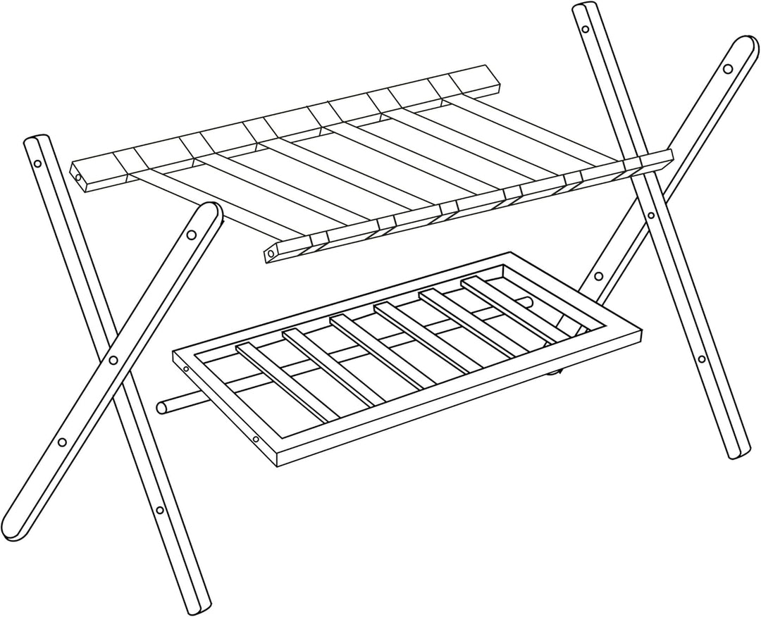 Relaxdays Kofferständer, klappbar, Bambus, HBT: 56x68,5x41,5 cm, Gepäckständer mit Ablage, Kofferabl