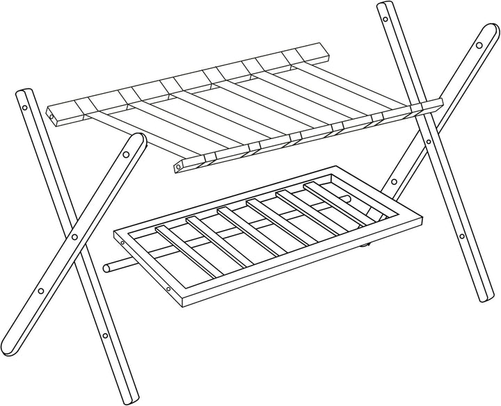 Relaxdays 2 x Kofferständer, klappbar, Bambus, HBT: 56 x 68,5 x 41,5 cm, Gepäckständer mit Ablage, K