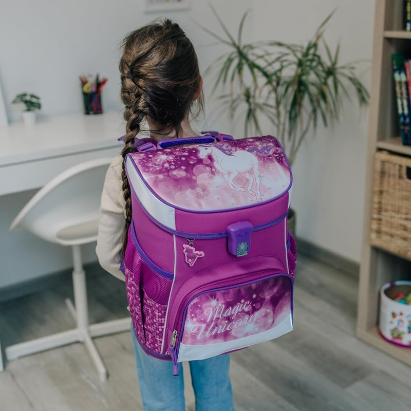 Familando Mädchen Schulranzen 1. Klasse · Scooli Campus Fit Schultasche · ergonomisch & leicht · Kin