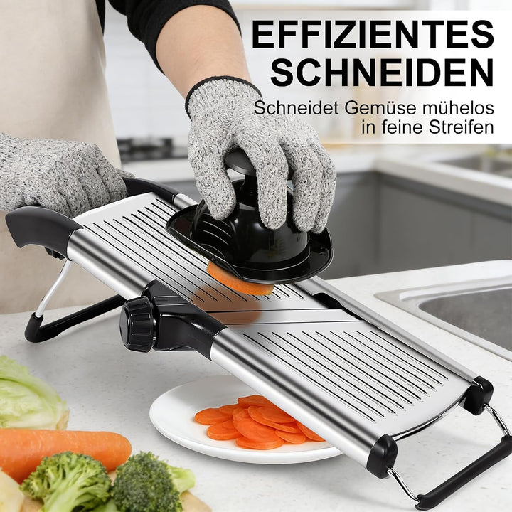 Masthome Gemüsehobel Mandoline, Multifunktion Gemüseschneider Edelstahl mit Schnittfesten Handschuhe