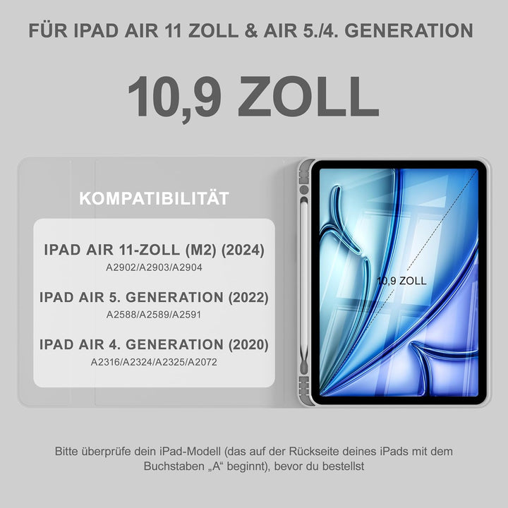 Hülle mit Tastatur für iPad Air 11 Zoll M3 2025 M2 2024/Air 5 Generation 2022 4 Gen 2020 10,9 Zoll,