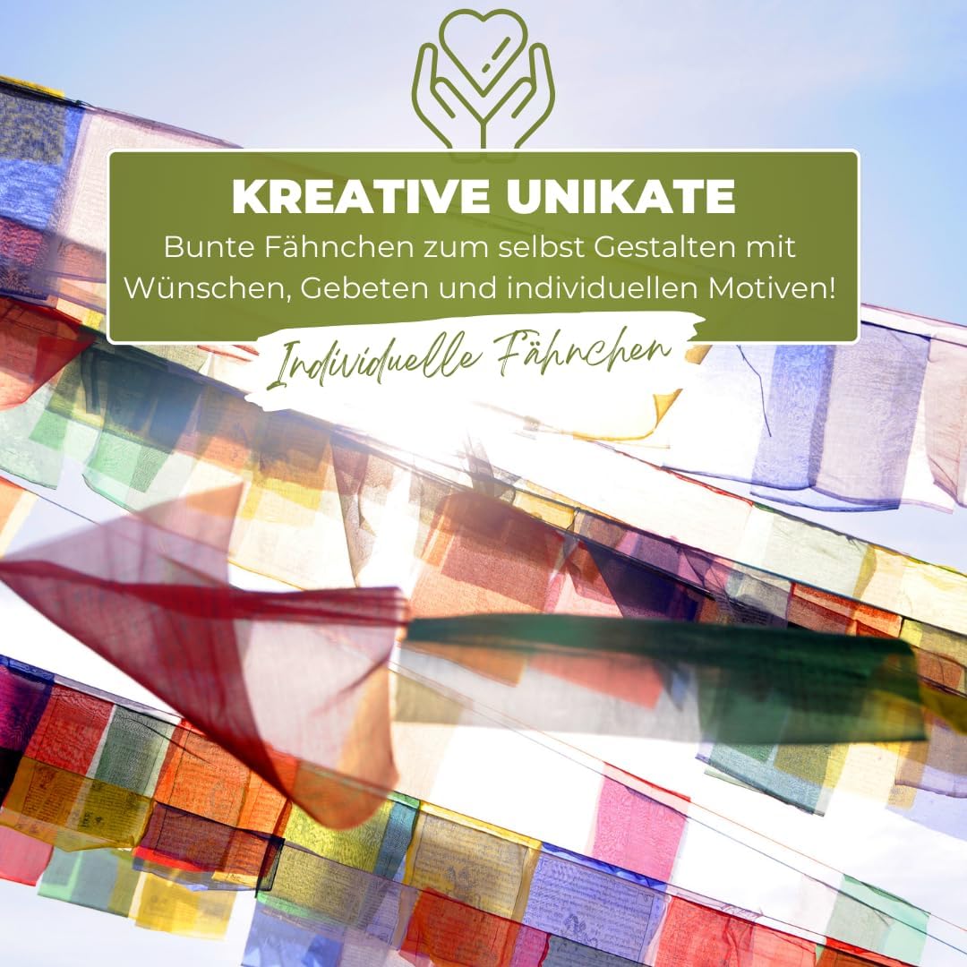 YAKEBA | Wunschfahnen traditionell - 10,00 Meter | 30 Fähnchen (je 32x38cm) | 100% Baumwolle | Stoff