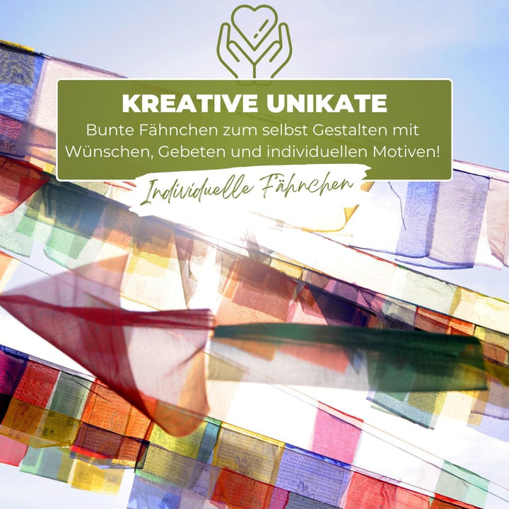 YAKEBA | Wunschfahnen traditionell - 10,00 Meter | 30 Fähnchen (je 32x38cm) | 100% Baumwolle | Stoff