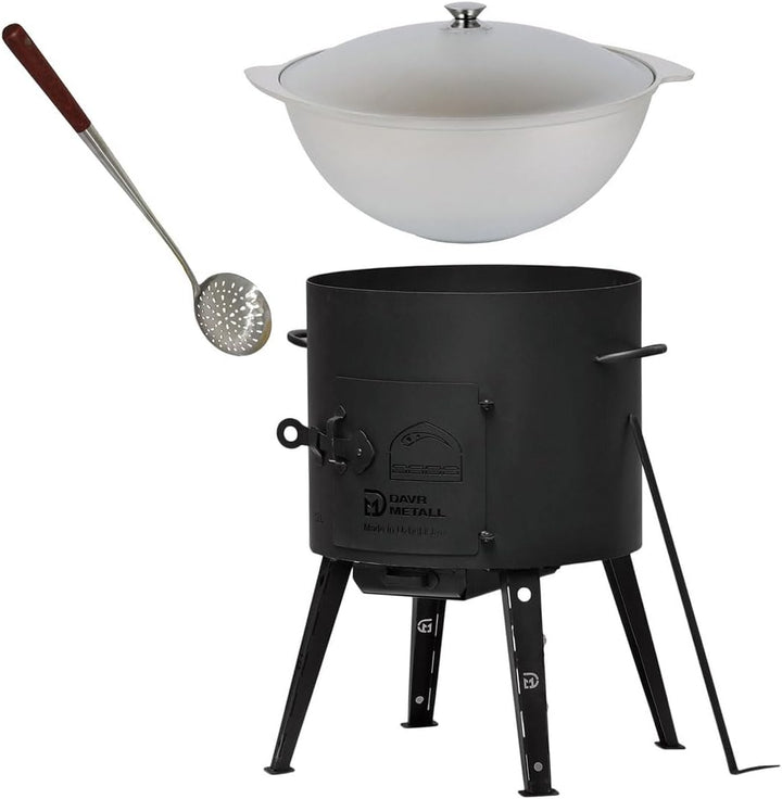 rukauf. SET Utschak, 40 cm + 12 Liter Kasan Kazan aus ALU Feldküche Gulasch-Kessel Feuer-Ofen Outdoo