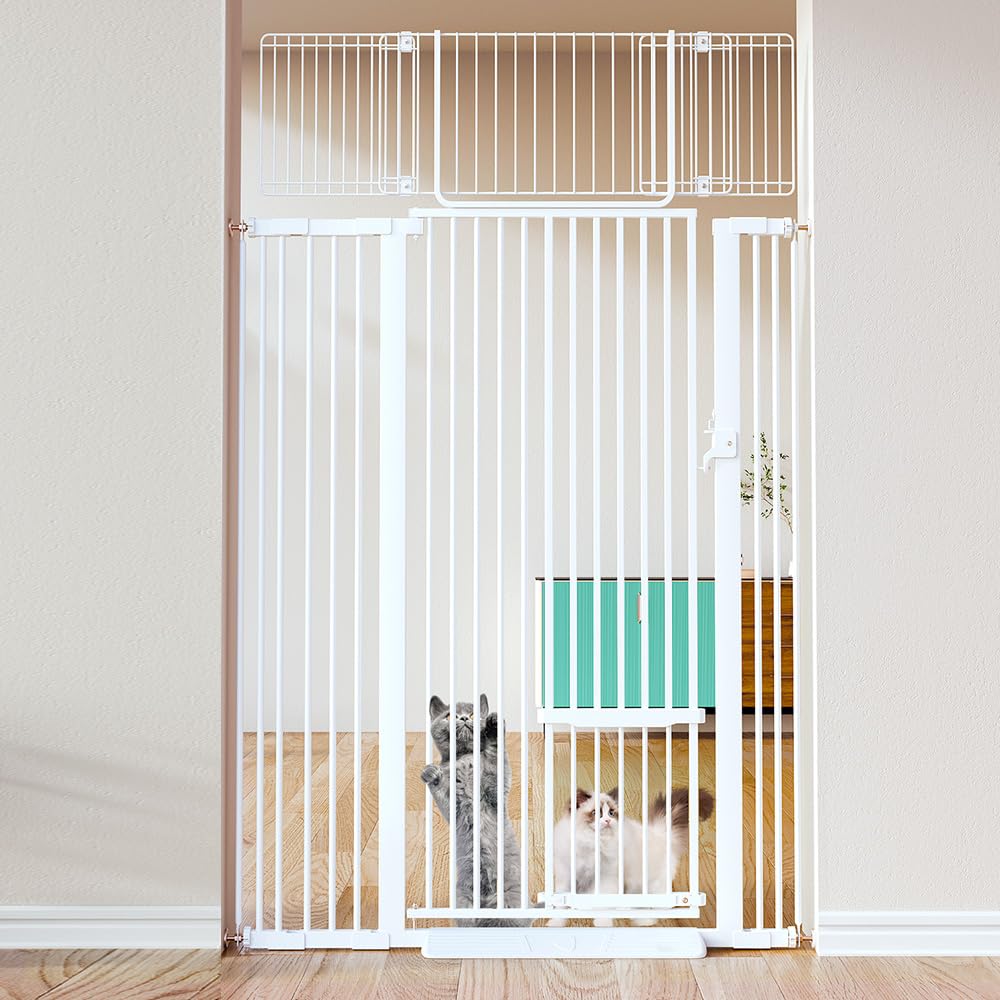 COMOMY 180 cm Extra Hoch Türgitter Katze/Hund, 75-110 cm Extra Breit Türschutzgitter mit Verstellbar