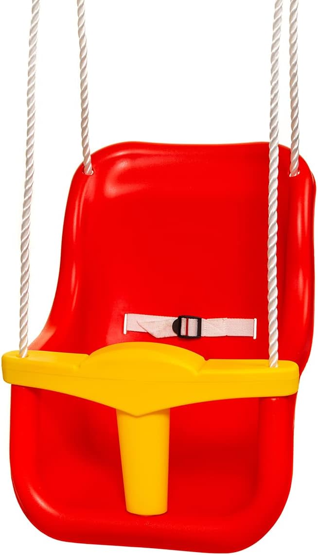 Hörby Bruk 4064 Babyschaukel High Rot/Gelb (extra hohe Rückenlehne, kann in Allen Schaukelpositionen