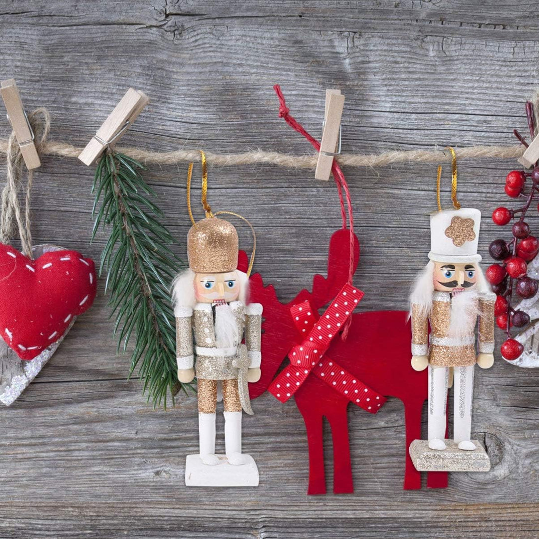 Sewroro 1 Set Weihnachten Nussknacker Ornamente Holz Nussknacker Figur Weihnachtspuppe Anhänger Nuss