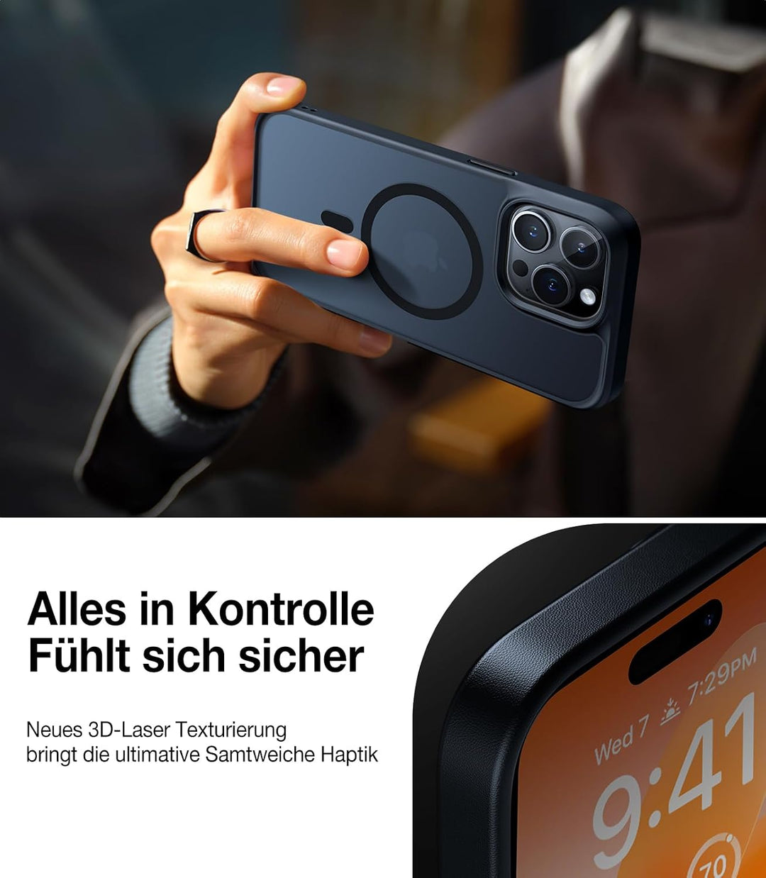 TORRAS Guardian-Mag für iPhone 13 Pro Hülle für MagSafe (Nr.1 Magnetstärke＋Militärschutz) Samtige To