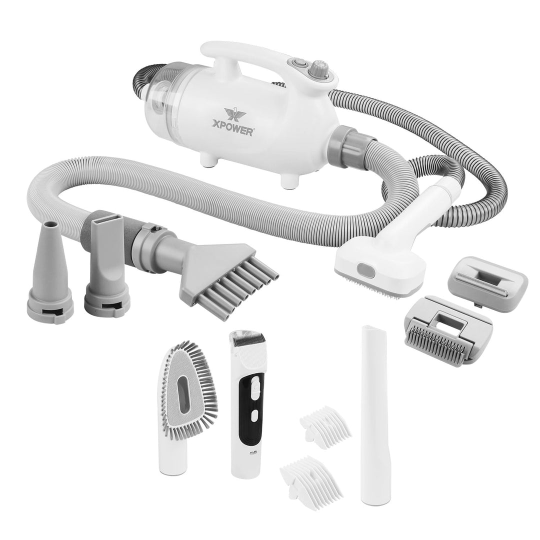 XPOWER Dog Vacuum & Dryer for Shedding Grooming Quiet & Safe Grooming Set for All Dogs, Cats and Pet
