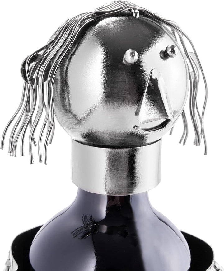 BRUBAKER Weinflaschenhalter Haarstylist - Metall Skulptur Flaschenständer - 20 cm - Wein Geschenk fü