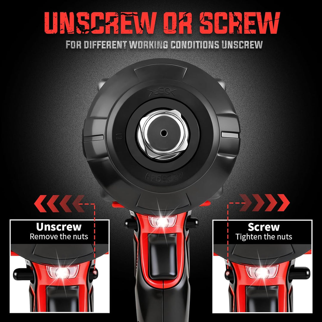 TEENO 3/4 Zoll Akku-Schlagschrauber Brushless, 1600 N·m Drehmoment, 2×4,0 Ah Akkus, Adapter 3/4" auf