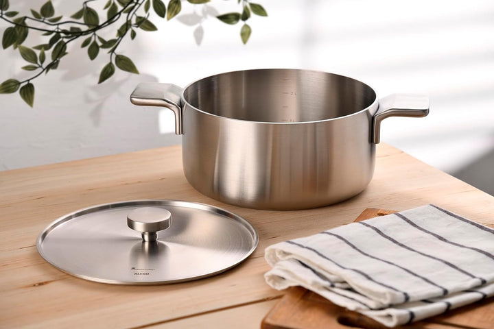 MasterPRO Alessi - Set mit 3 Pfannen von 20, 24 und 28cm und 4 Deckeln von 16, 20, 24 und 28cm - Her