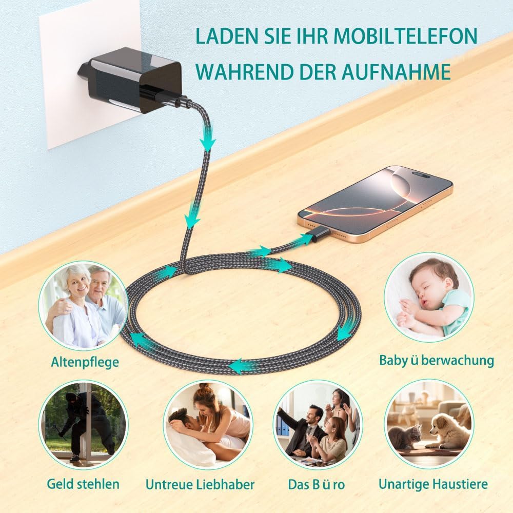 64GB Mini Kameras 1080P Tragbare Kleine Videokamera USB Mini Überwachungskamera mit Infrarot Nachtsi