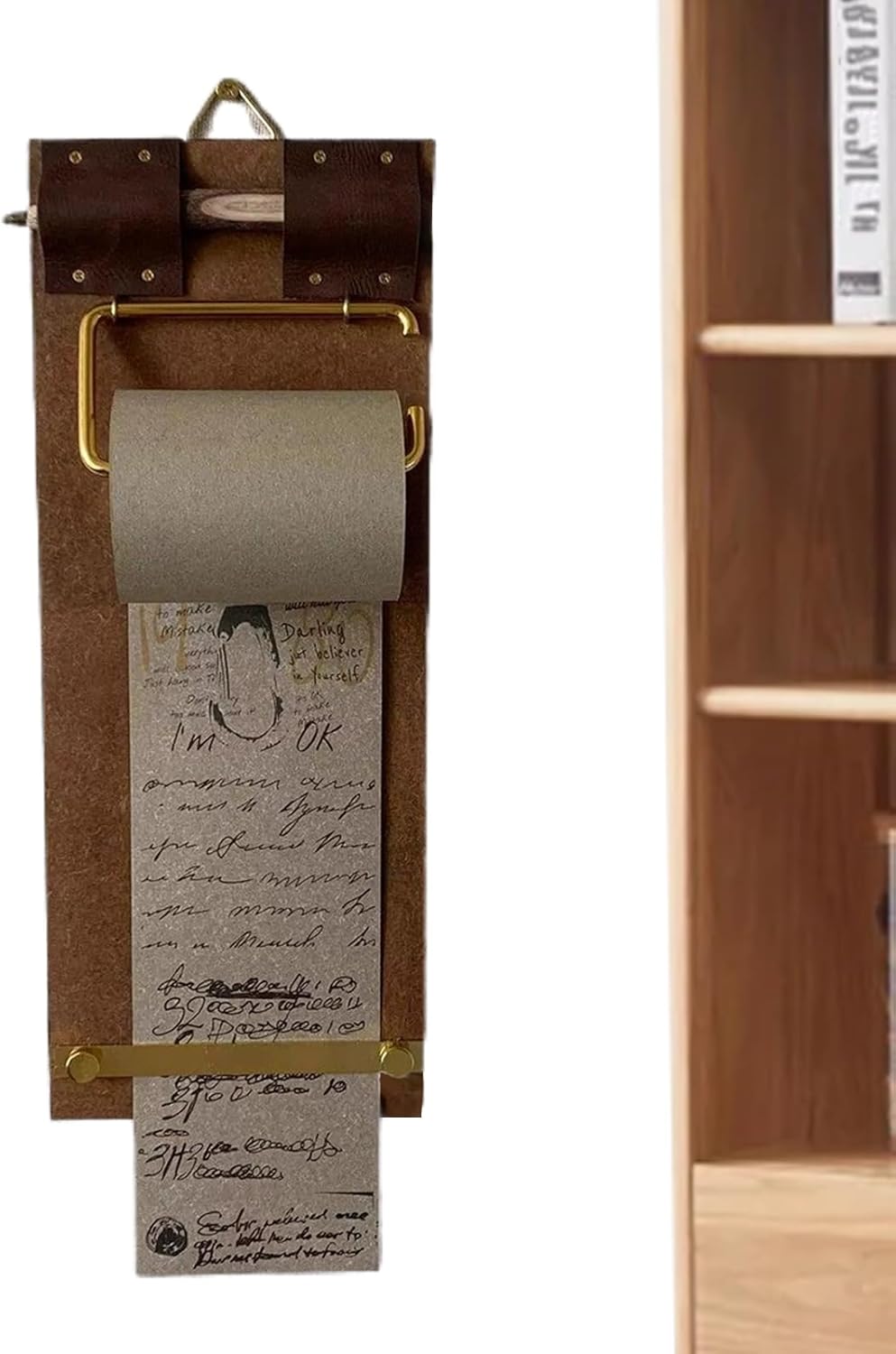 Küchen-Klemmbrett, Retro-Notizblock, Nachrichtenbrett, Wandmontage, Notizpapier mit Papierrolle, Hol