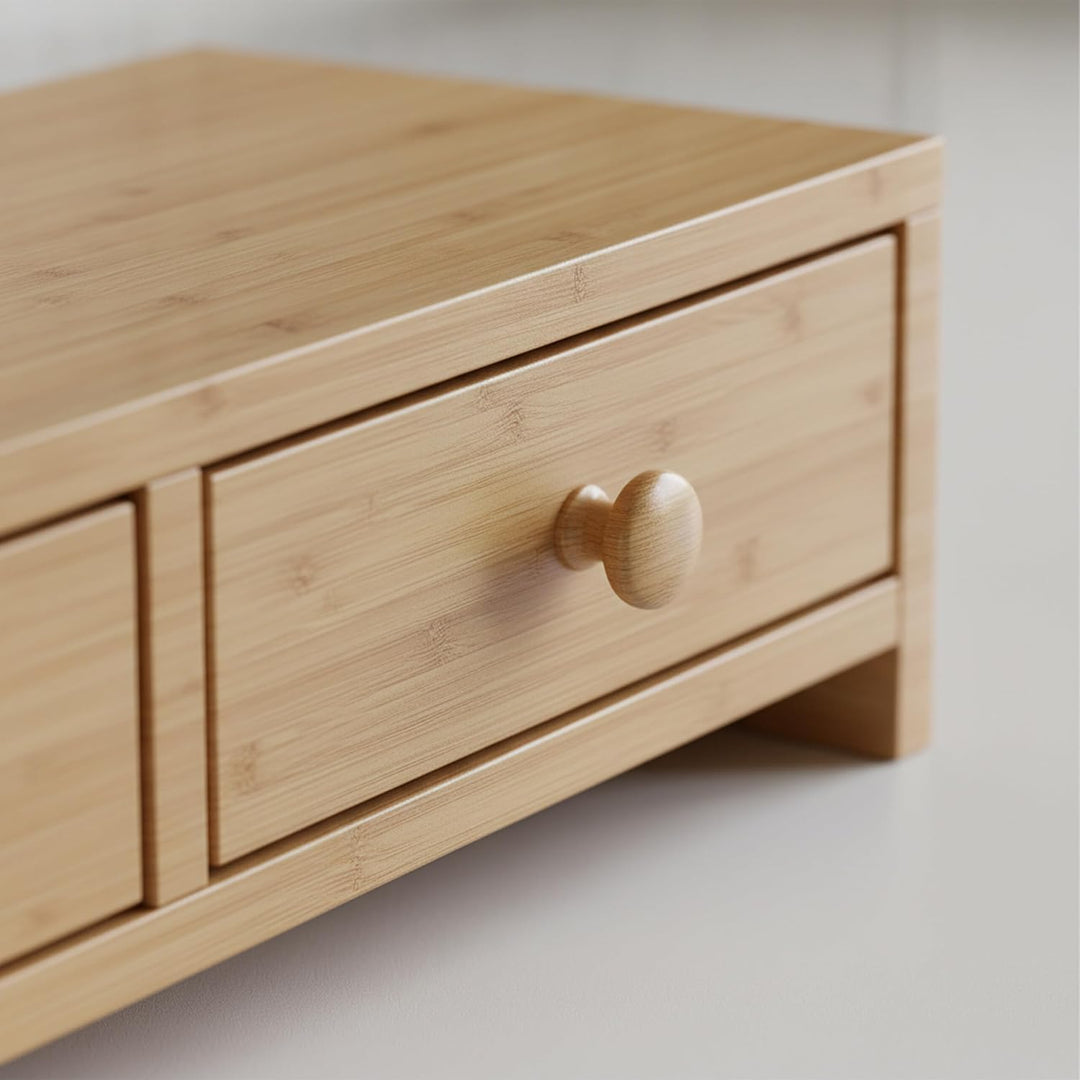 Relaxdays Monitorständer, 3 Schubladen, HxBxT: 12,5 x 51 x 24 cm, MDF, Monitorerhöhung Schreibtisch,