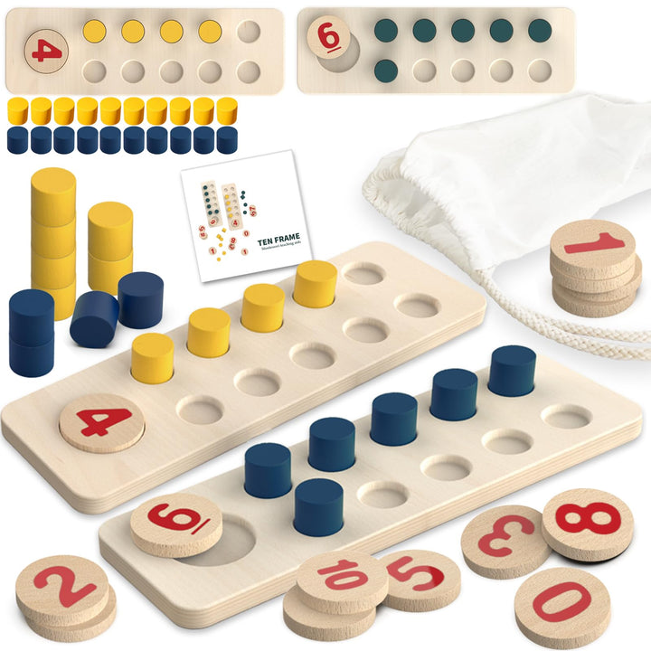 TEUVO Montessori Spielzeug Mathematik Zahlen Lernen Holzspielzeug für Kinder ab 2 3 4 5 6 Jahre, Ler