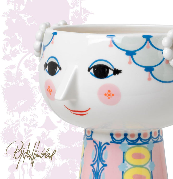 Bjørn Wiinblad Vase H23 cm Eva klassisches Design für Blumen, rosa Höhe: 23 cm, Durchmesser: 17,5 cm