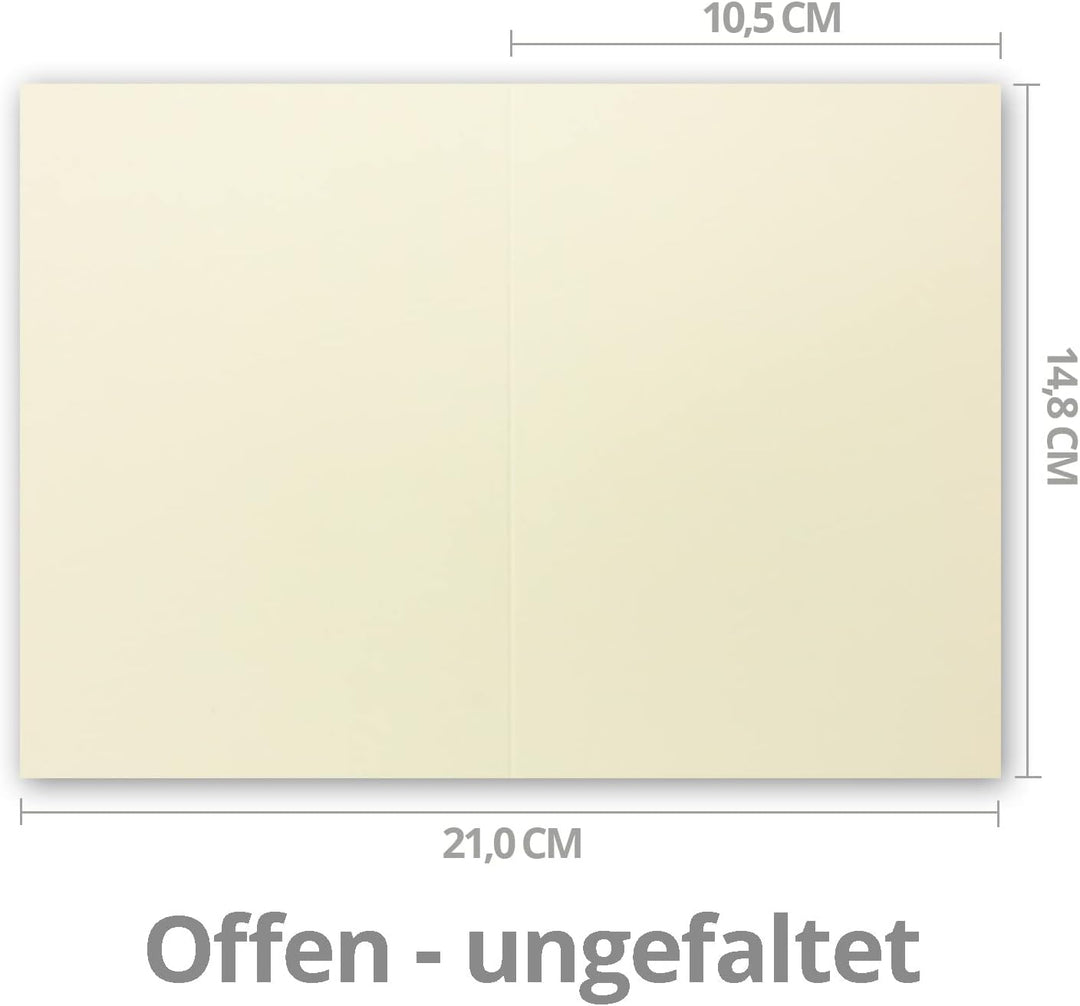 Faltkarten SET mit Brief-Umschlägen DIN A6 / C6 in Vanille - 75 Sets - 14,8 x 10,5 cm - Serie Farben