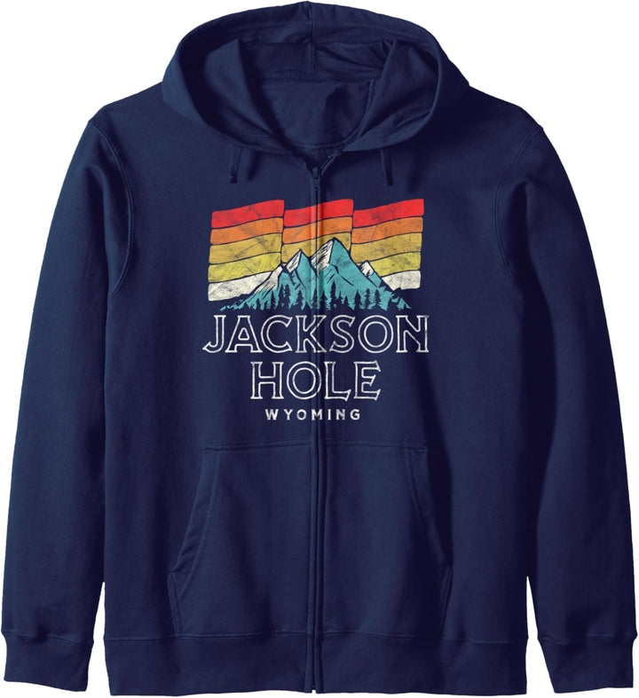 Retro Jackson Hole Wyoming Mountains Kapuzenjacke