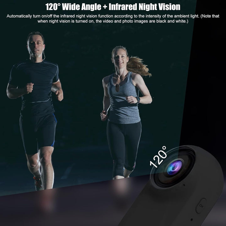 OBEST Mini Action Cam Nachtsicht 360 Action Kamera Bodycam mit 0,85 Display, 1080P Vlog POV Camera M