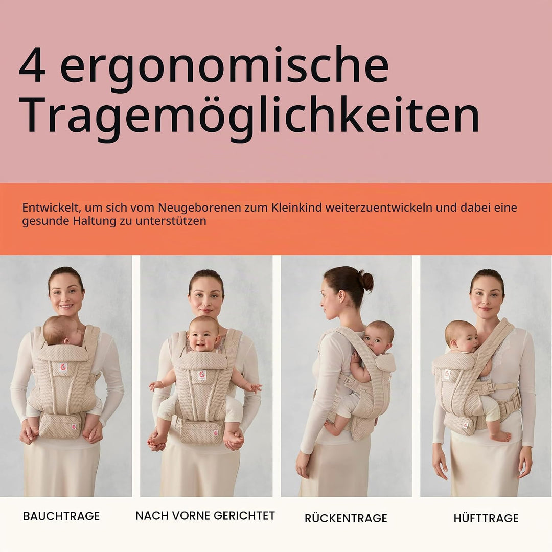 Ergobaby Omni Deluxe All-in-One Babytrage für Neugeborene ab Geburt bis 20kg, Ergonomische 4-Positio