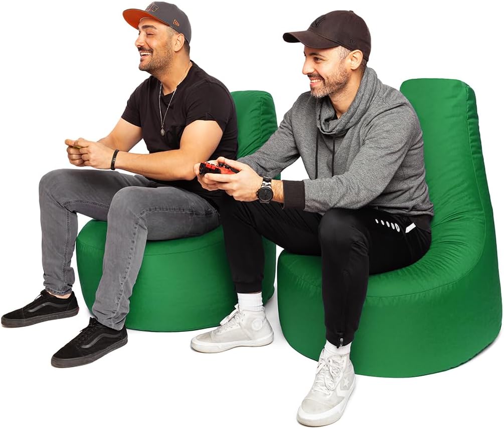 PATCH HOME Gamer Sessel inkl. Würfel Bean Bag Set Ø80cm, 30cm Sitzhöhe, 90cm Höhe + 35x35cm Würfel G
