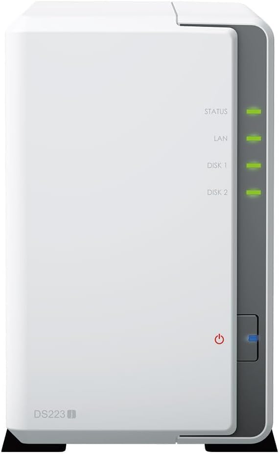 Synology DS223J 8 TB 2 Bay NAS-Lösung installiert mit 2 x 4 TB Western Digital Red Plus Laufwerken W