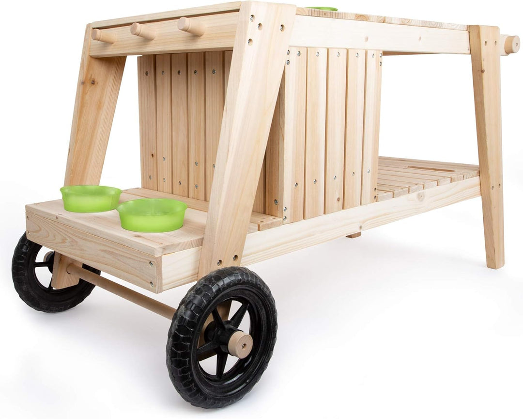small foot Matschküche aus massivem und witterungsbeständigem Holz für Kinder ab 3, Outdoorküche mit