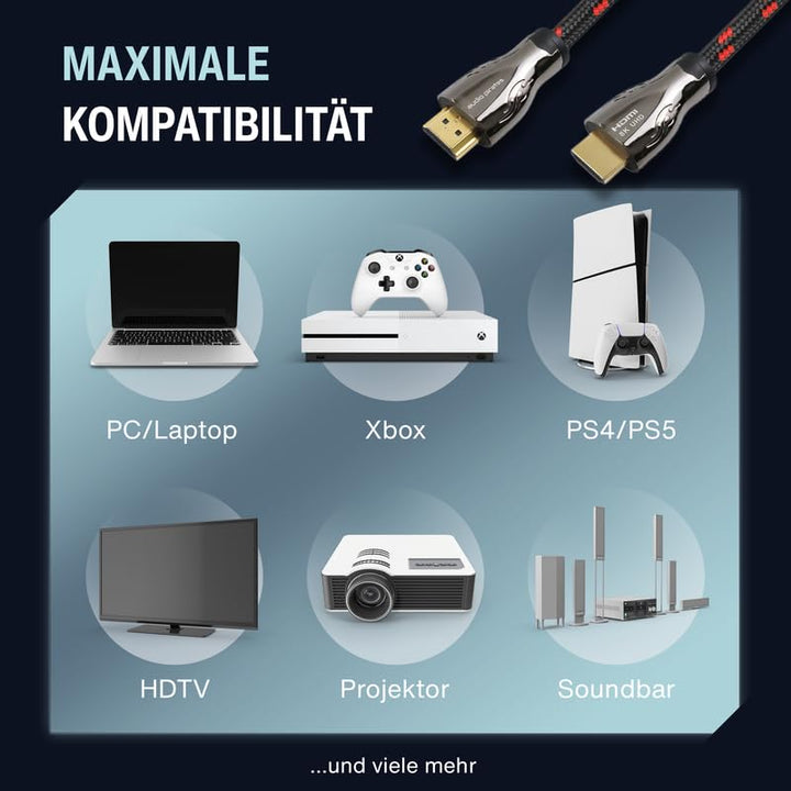 audio pirates by cammica  10k/8K/4K 2.1 HDMI Kabel [1,0 Meter] 48Gbit/s | Ultra High Speed Zertifika