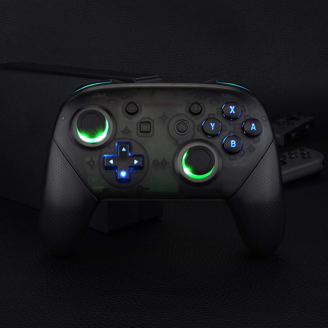 eXtremeRate DTFS LED Tasten Kit für NS Switch Pro Controller, 9 Modi 6 Bereiche Leucht Thumbsticks D