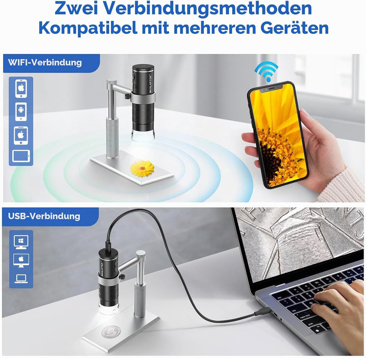 MAXLAPTER WiFi Digital Mikroskop, 50X-1000X Drahtloses Digital Handmikroskop für Erwachsene und Kind