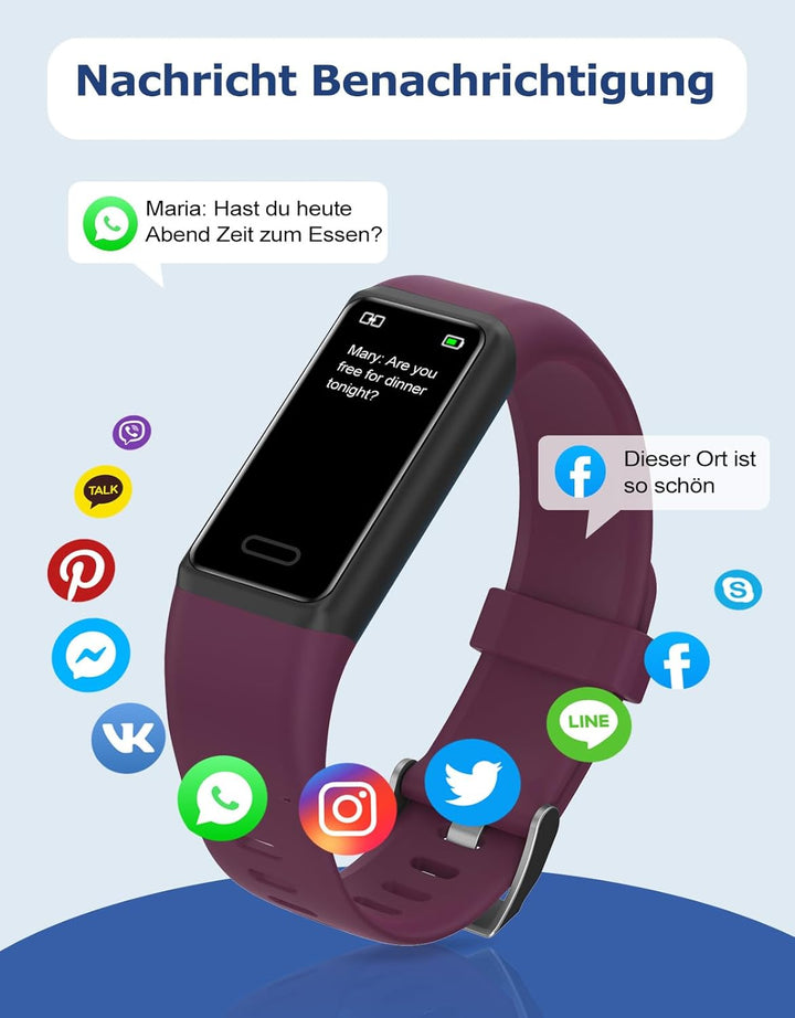 Cloudpoem Fitness Tracker,Fitnessuhr für Damen Herren mit Pulsuhr,Schrittzähler,Kalorienzähler,Schla