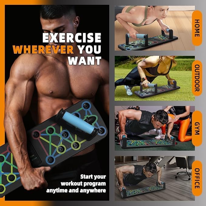 Push-Up Liegestütz-Brett; Faltbares Multifunktions Elite Rack Fitness-Board für Ganzkörper-Training