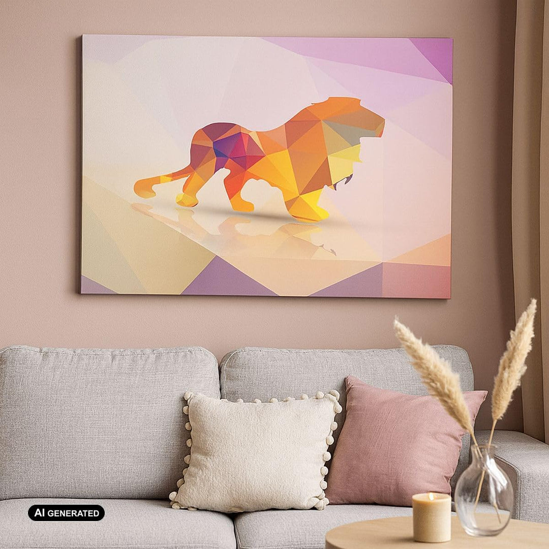 Bilder auf Leinwand Löwe Illustration modern Leinwandbild 70x50cm Wandbilder Dekoration Wohnzimmer S