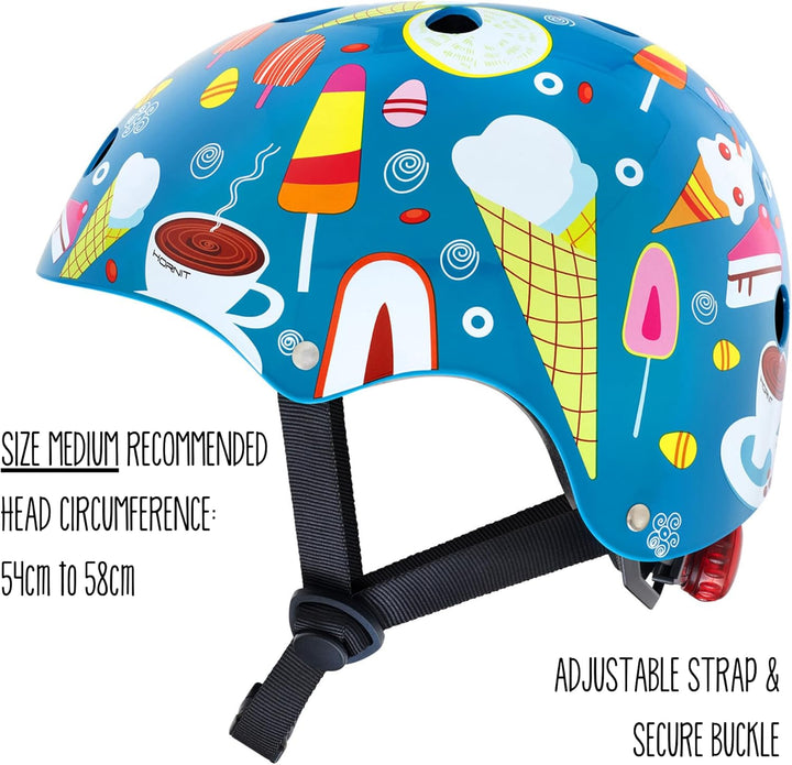 hornit Kinderhelm Fahrradhelm für Mädchen und Jungs Herren und Damen - Komplett einstellbar - LED Rü