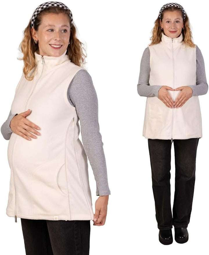 Viva la Mama - Trageweste aus Fleece, Winter Zusatzweste für Tragejacken - RERIK XL elfenbein - vorn