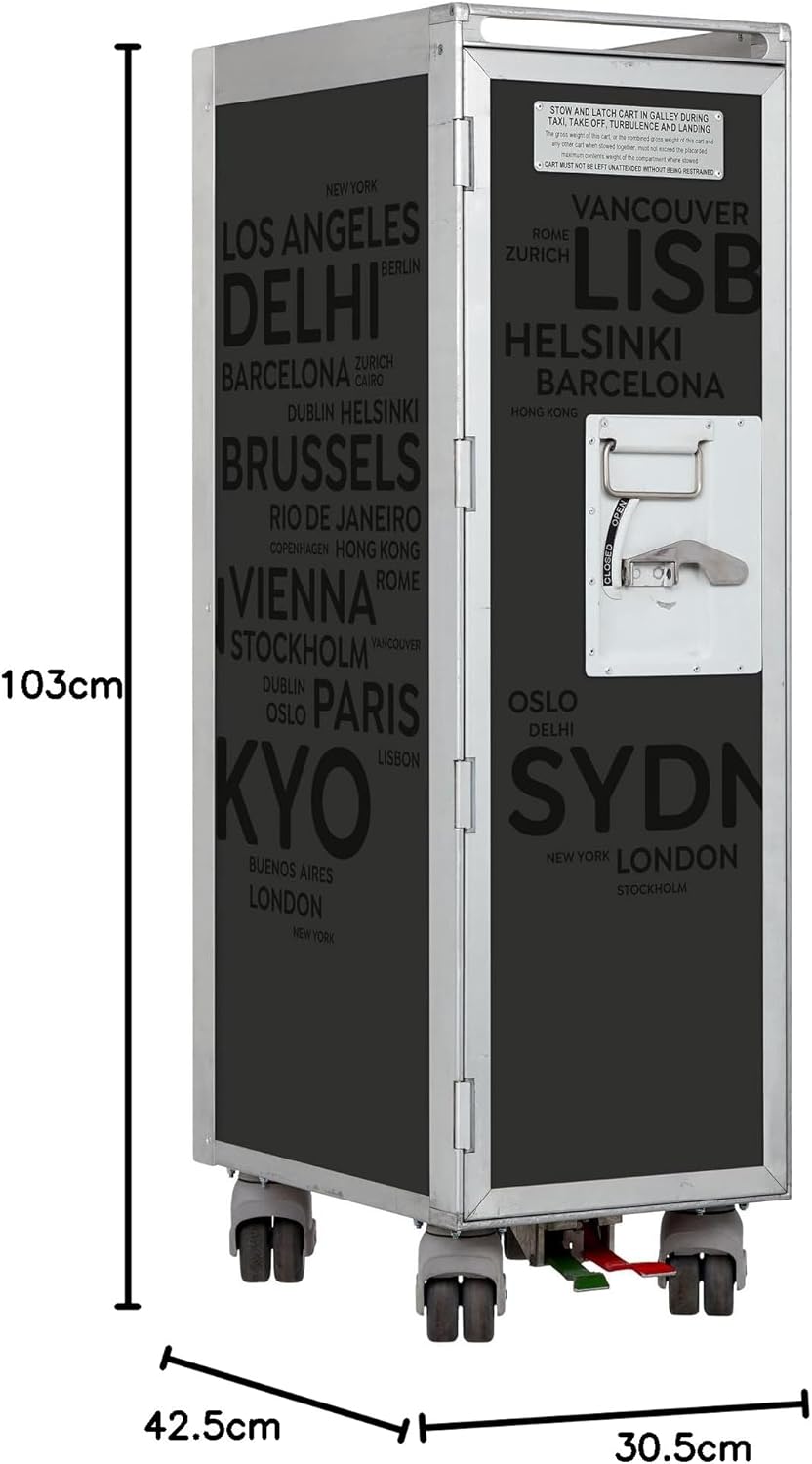 Flugzeugtrolley City Anthrazit (Originalrollen), Gebrauchtes Original aus der Luftfahrt - ausgemuste
