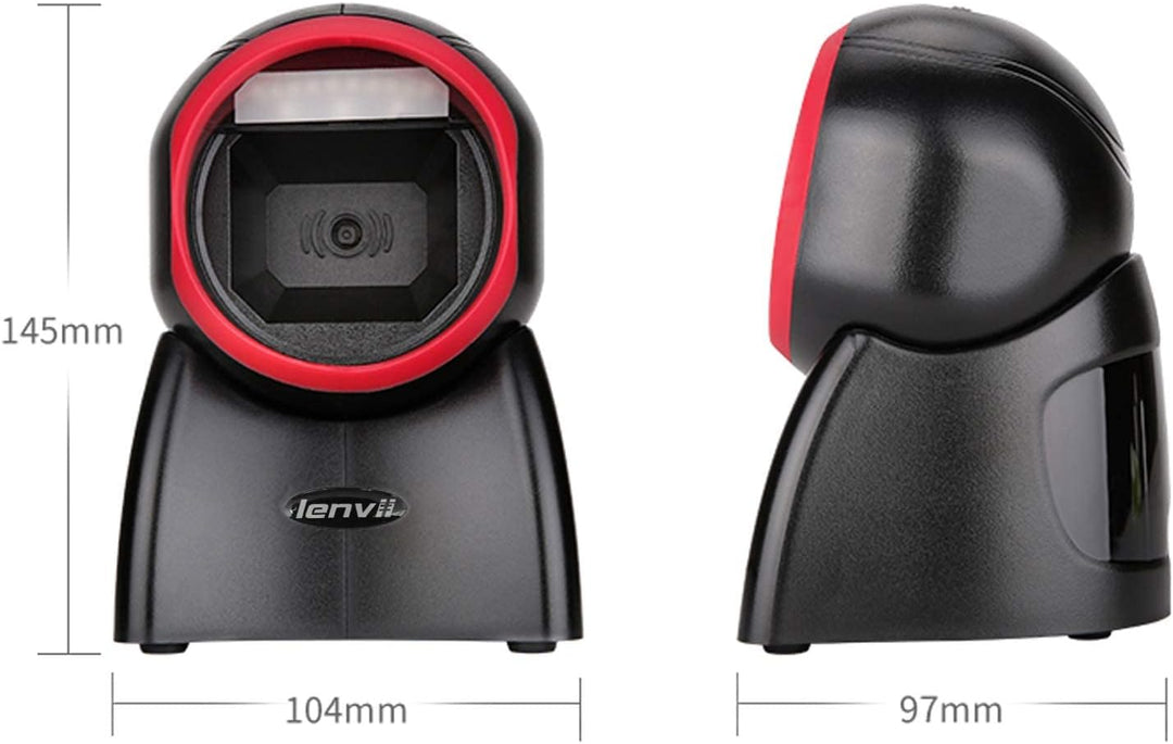 LENVII Omnidirektionaler Freisprech QR Code lesegerät, Desktop Barcode Scanner 1D/2D/QR Code Scanner