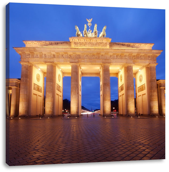 Pixxprint Hell erleuchtetes Brandenburger Tor als Leinwandbild/Grösse: 70x70 / Wandbild/Kunstdruck/f